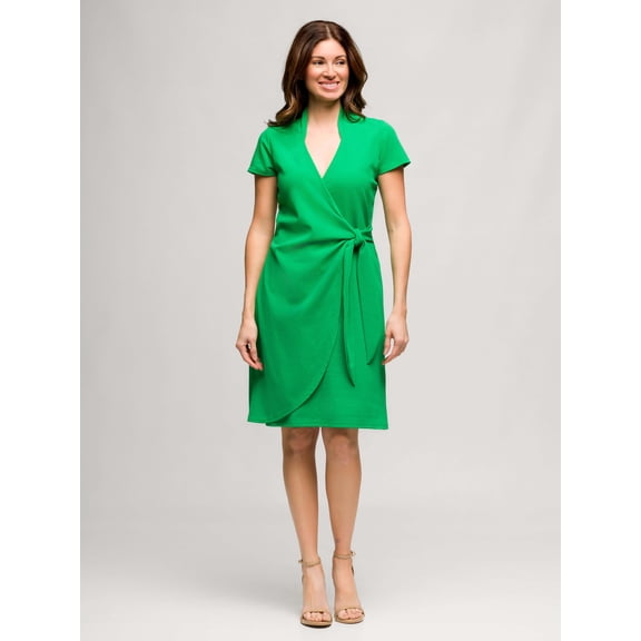 V Neck Mandarin Collar Wrap Dress
