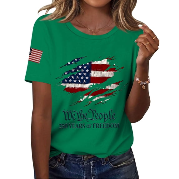 Women's 250Th Anniversary USA Shirt American Flag Freedom We The People Shirts