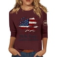 thumbnail image 1 of Women's 250th America Anniversary Casual Printed Crew Neck T-Shirt USA Flag Tee 250 Years of Freedom Shirt, 1 of 3