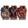 thumbnail image 1 of Women's 250th America Anniversary Casual Printed V Neck T-Shirt USA Flag Tee 250 Years of Freedom Shirt, 1 of 6
