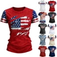 thumbnail image 1 of Women's 250th Anniversary Patriotic T-Shirt - Distressed American Flag Graphic Tee - Short Sleeve Crew Neck Top - USA Independence Day 2026 Casual Shirt Deep Red XL, 1 of 6