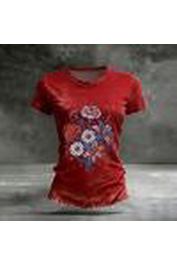 Women's 250th Anniversary USA Flag Scrub Tops V Neck Short Sleeve Floral Print Nurse Uniforms with Pockets for 4th of July Independence Day Work, #01 White, M