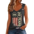 thumbnail image 1 of Women's 250th Anniversary USA Flag Tank Top, Vintage Print with Ring Detail Casual Sleeveless Patriotic Top, 1 of 5