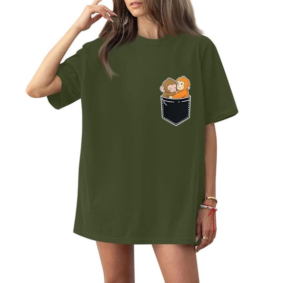 Women's 250th Anniversary USA Shirt Independence Day Top 4th of July Shirts America 250 Merchandise Cute Monkey Graphic Casual Tee