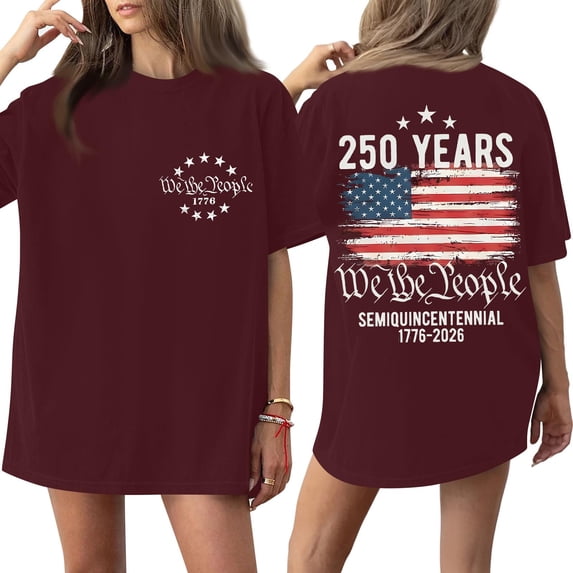 Women's 250th Anniversary USA Shirt Independence Day Top 4th of July Shirts America 250 Merchandise Flag Graphic Casual Tee