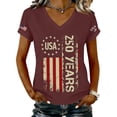 thumbnail image 1 of Women's 250th Anniversary USA Shirt Independence Day Top 4th of July Shirts America 250 Merchandise V Neck Flag Graphic Casual Tee, 1 of 5
