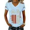 thumbnail image 1 of Women's 250th Anniversary USA Shirt Independence Day Top 4th of July Shirts America 250 Merchandise V Neck Flag Graphic Casual Tee, 1 of 5