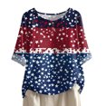 thumbnail image 1 of Women's 250th Anniversary USA Shirt Mid Sleeve Independence Day Top 4th of July Shirts America 250 Merchandise Loose Star Print Tee, 1 of 5