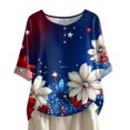 thumbnail image 1 of Women's 250th Anniversary USA Shirt Mid Sleeve Independence Day Top 4th of July Shirts America 250 Merchandise Loose Star Print Tee, 1 of 5