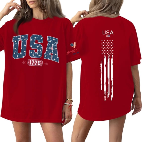 Women's 250th Anniversary USA Shirt Patriotic American Flag Graphic Tee 4th of July Independence Day Top