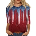 thumbnail image 1 of Women's 250th Anniversary USA Shirt Patriotic American Flag Print Crew Neck 3/4 Sleeve T-Shirt, 1 of 4