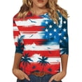 thumbnail image 1 of Women's 250th Anniversary USA Shirt Patriotic American Flag Print Crew Neck 3/4 Sleeve T-Shirt, 1 of 5