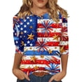 thumbnail image 1 of Women's 250th Anniversary USA Shirt Patriotic American Flag Print Crew Neck 3/4 Sleeve T-Shirt, 1 of 5