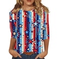 thumbnail image 1 of Women's 250th Anniversary USA Shirt Patriotic American Flag Print Crew Neck 3/4 Sleeve T-Shirt, 1 of 5