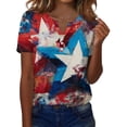 thumbnail image 1 of Women's 250th Anniversary USA Shirt Patriotic Flag Print V-Neck Button Short Sleeve T-Shirts, 1 of 4