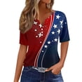 thumbnail image 1 of Women's 250th Anniversary USA Shirt V-Neck Button Patriotic Star Print Short Sleeve T-Shirts Independence Day Top, 1 of 5