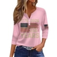 thumbnail image 1 of Women's 250th Anniversary USA Tee 3/4 Length Sleeve V Neck Button Down American Flag Patriotic Shirts, 1 of 3
