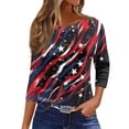 thumbnail image 1 of Women's 250th Anniversary Usa Shirt Independence Day Patriotic Star Print Crew Neck 3/4 Sleeve July 4th Top, 1 of 5