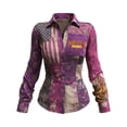 thumbnail image 1 of Women's 250th Anniversary Usa Shirt National Flag Print Button Down Long Sleeve Shirts Patriotic Shirts, 1 of 3