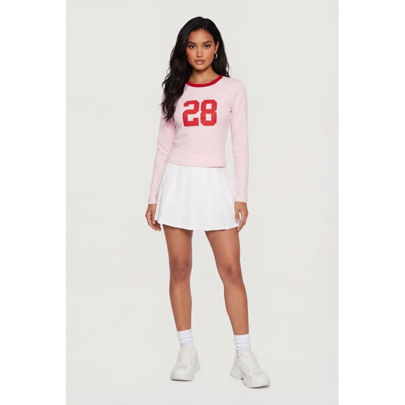 Women's 28 Graphic Long Sleeve Crew Neck Top