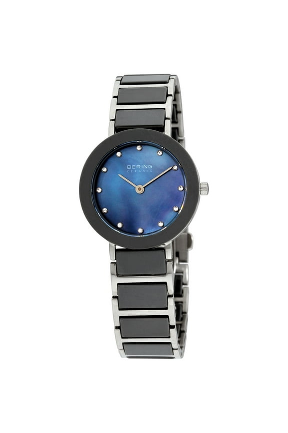 Women's 29mm Grey Ceramic Band Steel Case Sapphire Crystal Quartz MOP Dial Analog Watch 11429-789