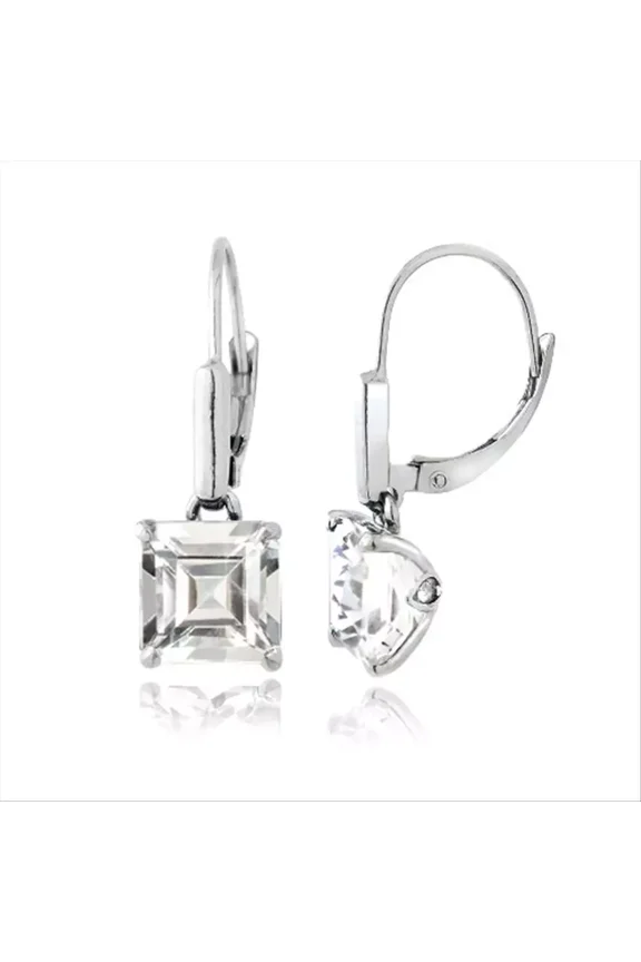 Women's 2Ct Ascher Cut Lab Created Diamond Drop Dangle Earrings 14k White Gold Plated