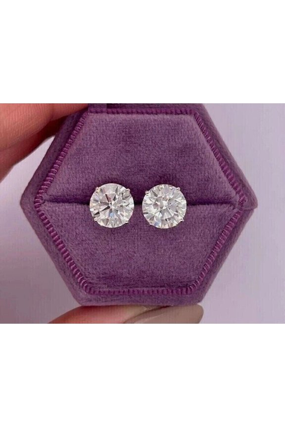 Women's 2Ct Round Cut Simulated Diamond Solitaire Stud Earrings 14K White Gold Plated 925 Silver