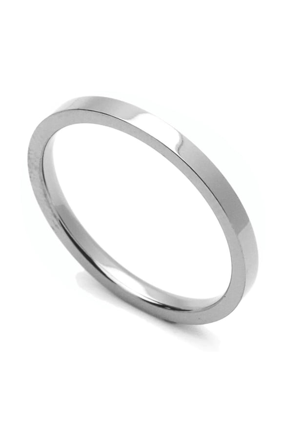 Women's 2MM Comfort Fit Titanium Wedding Band Classic Flat Ring (Size 1 to 12)