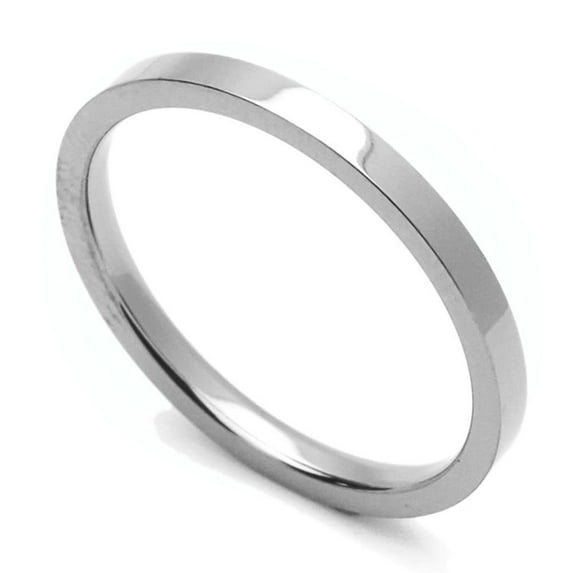 Women's 2MM Comfort Fit Titanium Wedding Band Classic Flat Ring (Size 1 to 12)
