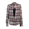 thumbnail image 1 of Women's 2PC Plaid Print Chiffon Deep Surplice Blouse Set, 1 of 2