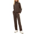 thumbnail image 1 of Women's 2Pc Full Zip Tracksuit, 4 Way Stretch with Reflective Stripes & Zipper Pockets for Golf Running Gym Dark Brown M, 1 of 8