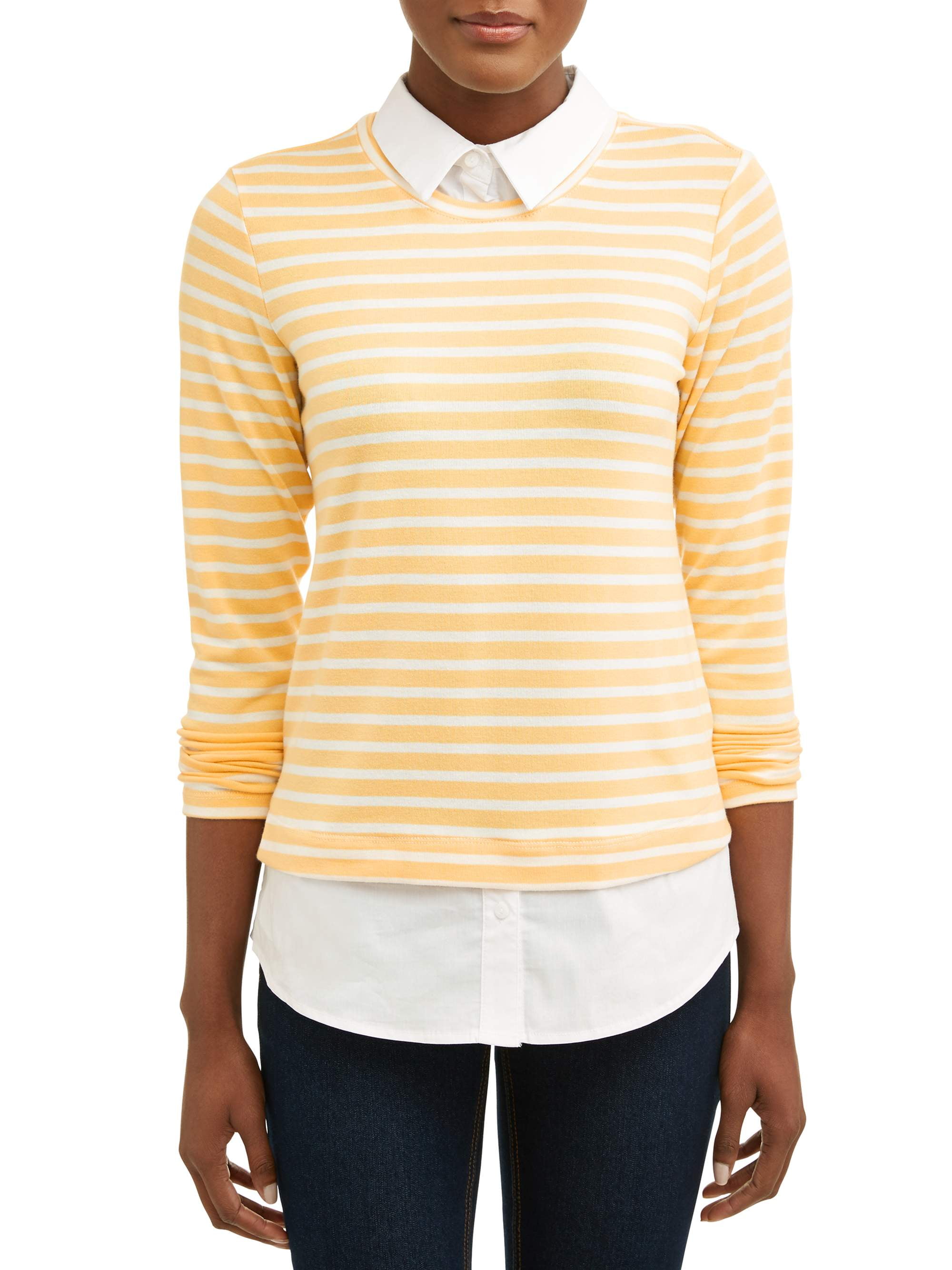 Sweater with built in collared shirt sale