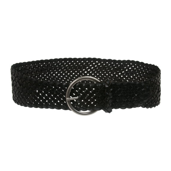 Women's 3 1/4" Wide Tapered Braided Woven High Waist Leather Belt