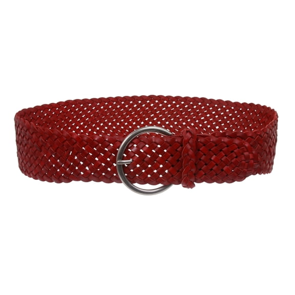 Women's 3 1/4" Wide Tapered Braided Woven High Waist Leather Belt