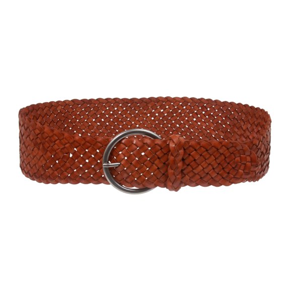 Women's 3 1/4" Wide Tapered Braided Woven High Waist Leather Belt