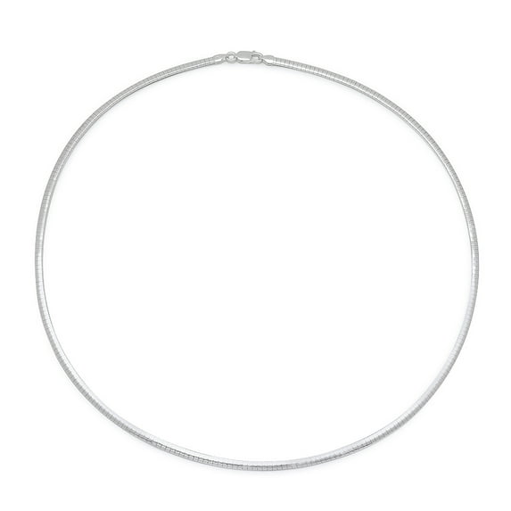 3.1mm Solid .925 Sterling Silver Flat Omega Chain Necklace, 20 inches