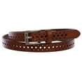 thumbnail image 1 of Women's 3/4" (17 mm) Full Grain Leather Perforated Skinny Stitched-Edge Belt, 1 of 2