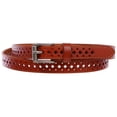 thumbnail image 1 of Women's 3/4" (17 mm) Full Grain Leather Perforated Skinny Stitched-Edge Belt, 1 of 2