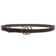 thumbnail image 1 of Women's 3/4" (20mm) Round Double Circle O-Ring Fold Buckle Skinny Genuine Leather Belt, 1 of 2