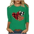 thumbnail image 1 of Women's 3/4 Length Sleeve Shirts Valentine's Day Crew Neck Tunics Cute Heart Print Tees Lightweight Fashion Tunic Tops Casual Trendy T-Shirt Lover Gift Holiday Outfits for Women, 1 of 5