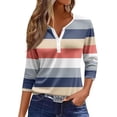 thumbnail image 1 of Women's 3/4 Length Sleeve Tops Button Henley Raglan V Neck T Shirts Fashion Print Clothes Shirts Casual Blouses, 1 of 4
