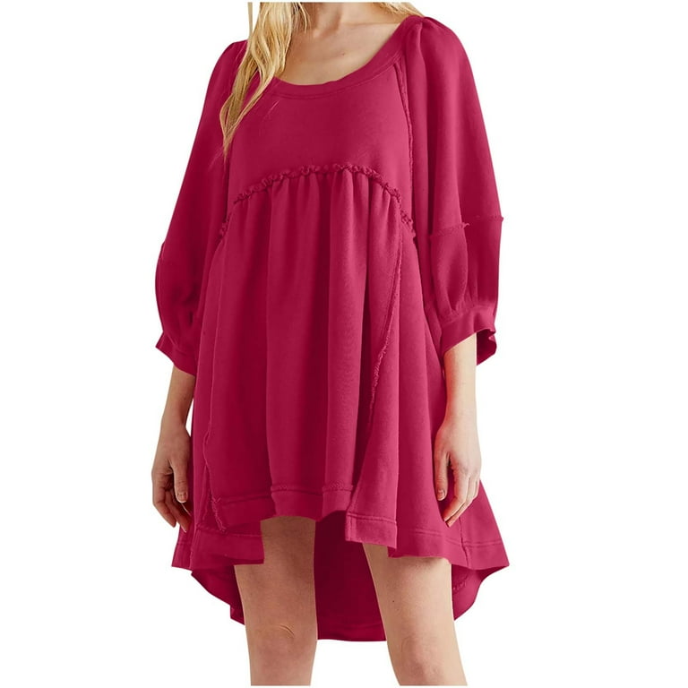 Ruffle puff sleeve casual hoodie dress sale