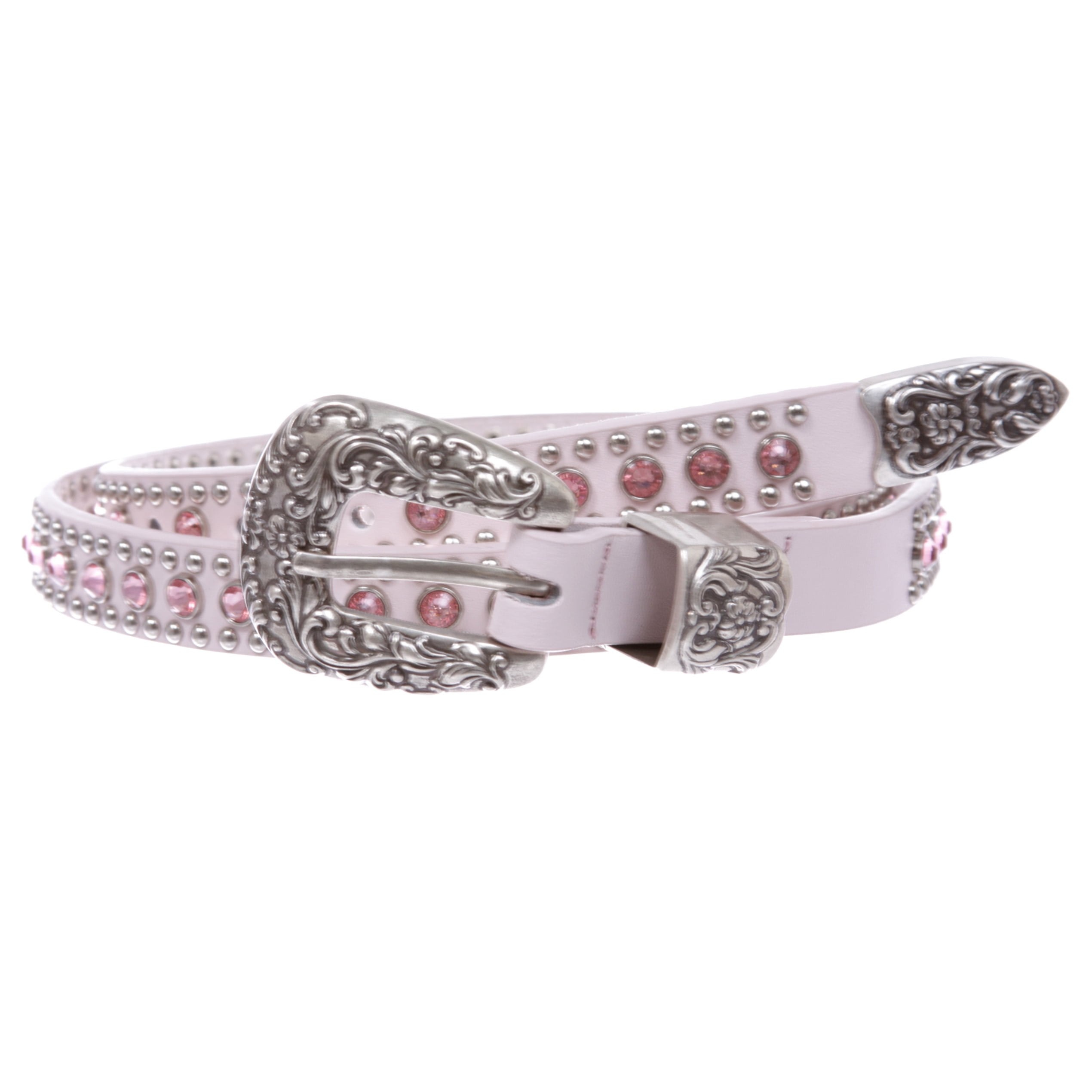 1512 Womens Thin Belts Skinny Leather Belt Luxury Strap Rhinestones Studded Ayliss Women Punk Leather Belt Skinny Studded Thin Waist  main image 2