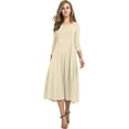 thumbnail image 1 of Women's 3/4 Sleeve A-line and Flare Midi Long Dress, 1 of 2
