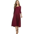 thumbnail image 1 of Women's 3/4 Sleeve A-line and Flare Midi Long Dress, 1 of 2