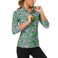 thumbnail image 1 of Women's 3/4 Sleeve Athletic Polo Shirt Quarter Zip Pullover Collared T-Shirt for Golf Tennis Workout Print Tennis Top, 1 of 6