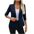 thumbnail image 1 of Women's 3/4 Sleeve Blazers, Lightweight Slim Fit Jackets Open Front Button Cardigan Tops Work Office Suit Jackets Blazer Casual Solid Color Outwears, 1 of 7