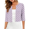 thumbnail image 1 of Women's 3/4 Sleeve Bolero Shrug Open Front Cropped Cardigan Polka Dot Tailored Fit Layering Top Work Office Date Outfit, 1 of 7