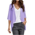thumbnail image 1 of Women's 3/4 Sleeve Cardigans Cardigan Vacation Style Solid Color Jacket Open Front Cardigans Tops, 1 of 6
