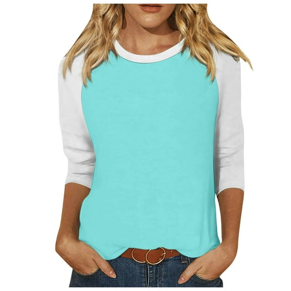 Women's 3/4 Sleeve Casual T-Shirt Summer Comfortable Round Neck Raglan Top Versatile Stylish Tee